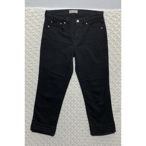 Gap 1969 Slim Crop Jeans Women's Tag 28  Mid Rise Black Denim Capri Cropped‎